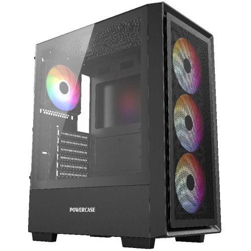 Корпус Powercase Mistral AY4B ARGB (CMAYB-A4), Tempered Glass, 4x 120mm ARGB Fans, чёрный, ATX