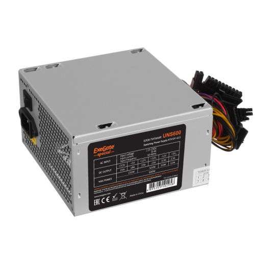 Блок питания Exegate ES261570RUS Special UNS600, ATX, 12cm fan, 24p+4p, 6/8p PCI-E, 3xSATA, 2xIDE, FDD