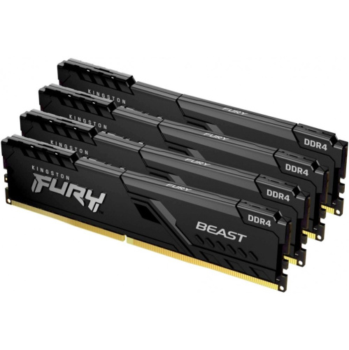 ОЗУ Kingston KF432C16BBK4/64 DDR4 DIMM 64Gb PC25600, 3200Mhz, FURY Beast Black CL16 (Kit of 4) (KF432C16BBK4/64) (retail)