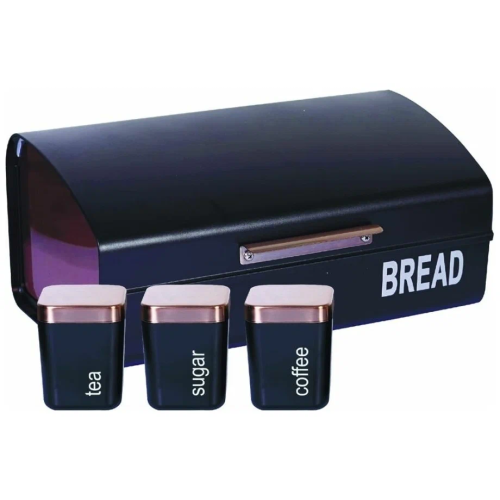 Хлебница Zeidan Z-11021 черная с банками для сыпучих