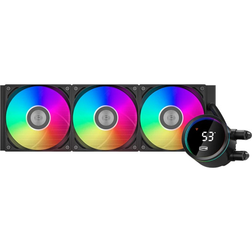 СВО PcCooler DA360 Pro ARGB Digital BK (300W, 360mm, LED temp., Black, Fans 3x120mm, 75.8CFM, 33.7dBA, 2200RPM)