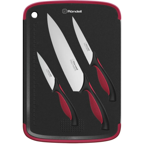 Набор ножей кухонных Rondell RD-1891 4предм. разд.дос. черный/бордовый блистер