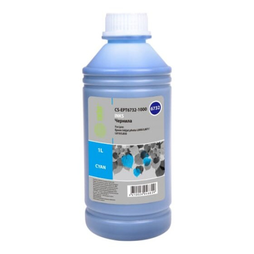 Чернила Cactus CS-EPT6732-1000 T6732 голубой 1000мл для Epson Epson L800/L810/L850/L1800