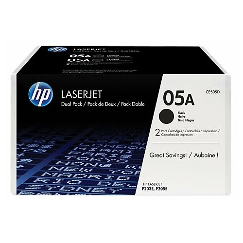 Картридж лазерный HP CE505D черный x2упак. (2300стр.) для HP LJ P2055/P2035/P2050