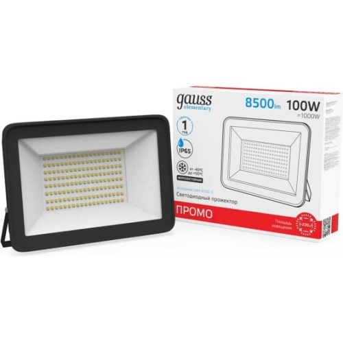 Прожектор уличный Gauss Elementary 613100100P светодиодный 100Вт черный