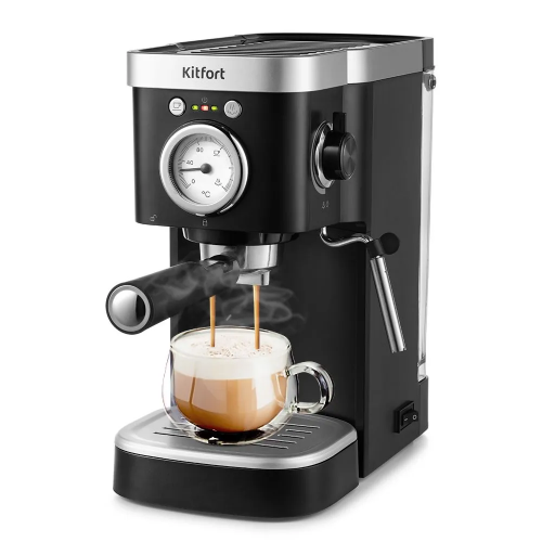 Кофеварка Рожковая Kitfort Кт-788 Черный/Серебристый