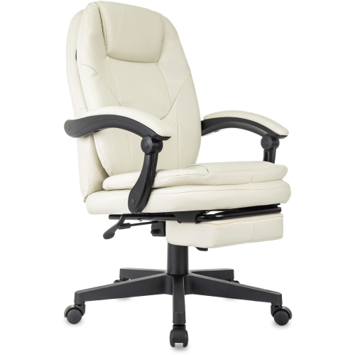 Кресло руководителя Бюрократ CH-868N-BF (CH-868N-BF/Ivory-PU) слоновая кость эко.кожа крестов. пластик подст.для ног
