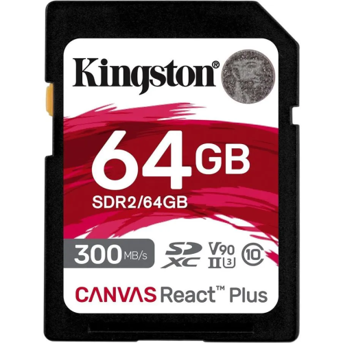 Карта памяти Kingston Canvas React Plus (SDR2/64GB) SDXC 64Gb Class10 w/o adapter