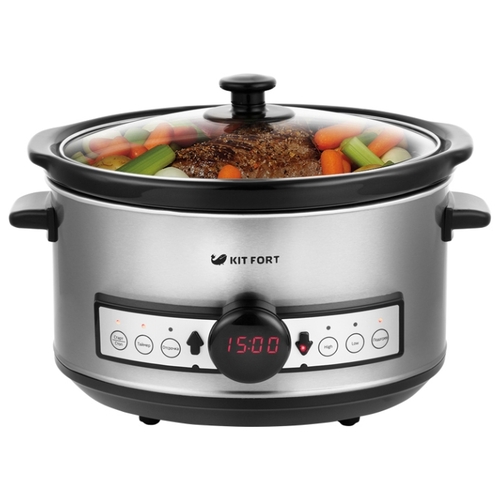 Медленноварка Kitfort КТ-212 серебристый/черный