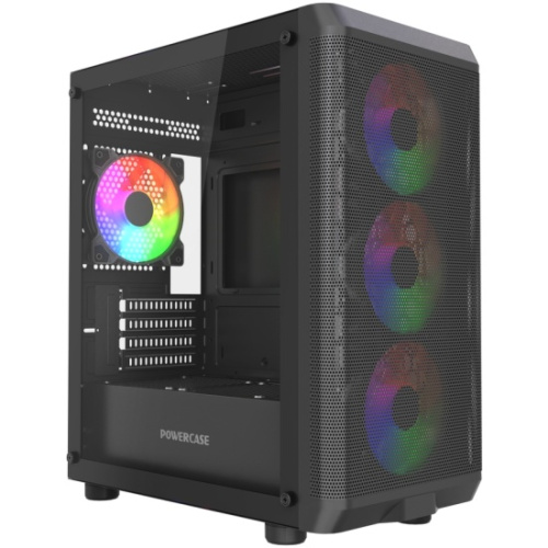 Корпус Powercase Mistral Micro EM22 (CMMEM22B-L4), Tempered Glass, 4x120mm FRGB fan, чёрный, mATX