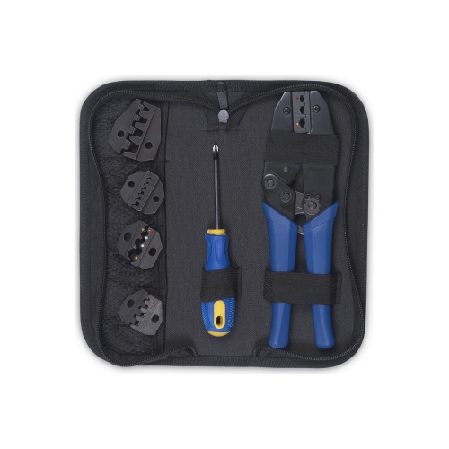 Набор электромонтажных инструментов Cabeus HT-TK-04 (инструмент обжимной для кабельных наконечников, отвертка, сменные  насадки 5 шт.)