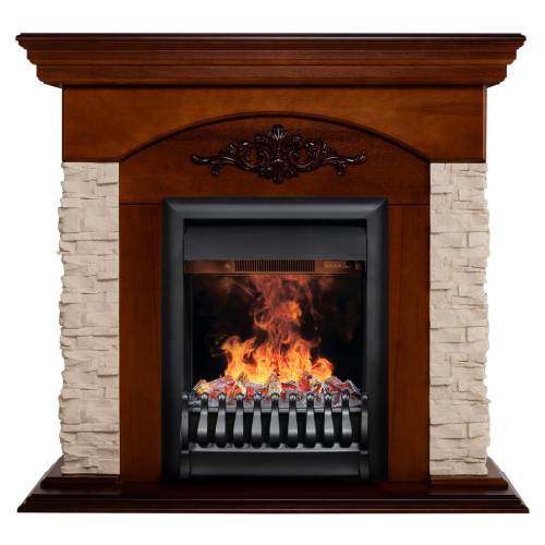 Электрокамин RealFlame Neapolis NT орех с очагом 3D Oregan