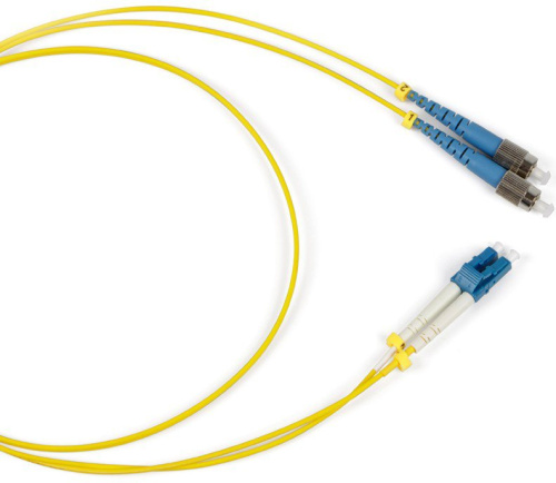 Патч-корд Hyperline FC-D2-9-FC/UR-LC/UR-H-1M-LSZH-YL (FC-9-FC-LC-UPC-1M) SM 9/125 (OS2), FC/UPC-LC/UPC, duplex, LSZH, 1 м