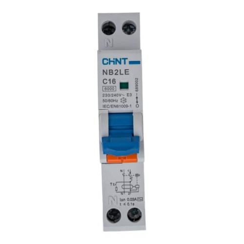 Дифференциальный автоматический выключатель CHINT NB2LE (689002) 1P+N 16A 30mA 1модуль х-ка С AС 6kA