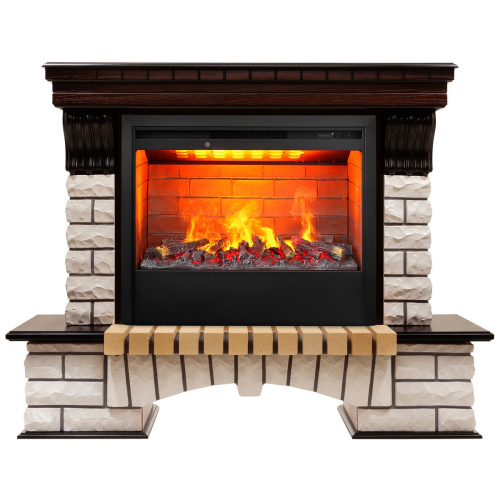 Электрокамин RealFlame Country 26 AO античный дуб с очагом 3D Helios 26