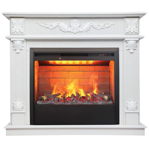 Электрокамин RealFlame Philadelphia 25,5/26 WT белое золото с очагом 3D Helios 26