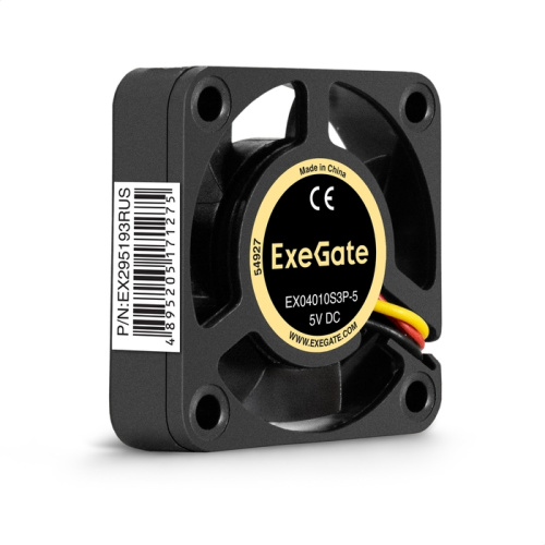 Вентилятор ExeGate EX04010S3P-5 EX295193RUS 5В DC (40x40x10 мм, Sleeve bearing (подшипник скольжения), 3pin, 5000RPM, 24dBA)