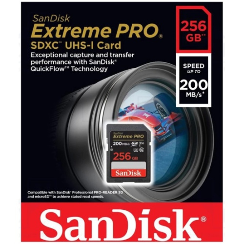 Карта памяти SanDisk (SDSDXXD-256G-GN4IN) 256GB SDXC Class 10 V30 UHS-I U3 Extreme Pro 200MB/s