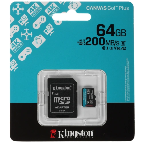 Карта памяти Kingston Canvas Go! Plus SDCG4/64GB microSDXC 64GB + adapter