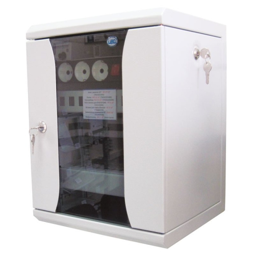 Шкаф коммутационный ЦМО ШРН-8.255-10 серый 8U 320x305мм пер.дв.стекл