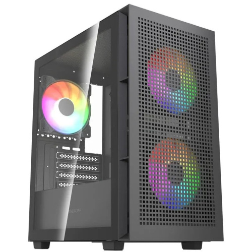 Корпус Powercase Mistral SM05 ARGB (CMMSM05B-A3), Tempered Glass, 3x120mm ARGB PWM fans, чёрный, mATX