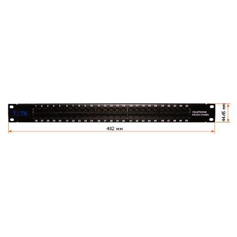 Патч-панель Lanmaster TWT-PP50TEL45 19" 1U 50xRJ45 UTP