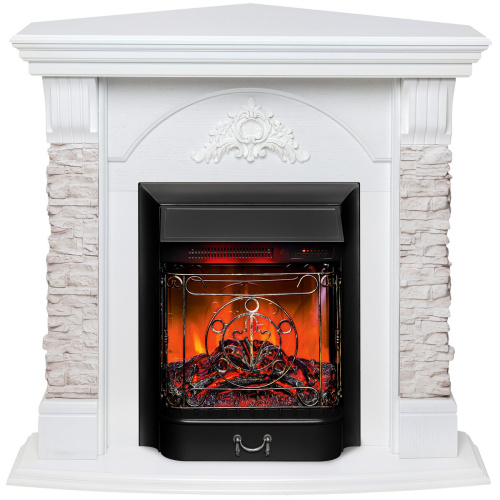 Электрокамин RealFlame Athena Corner GR белый с очагом Majestic Lux Black RC