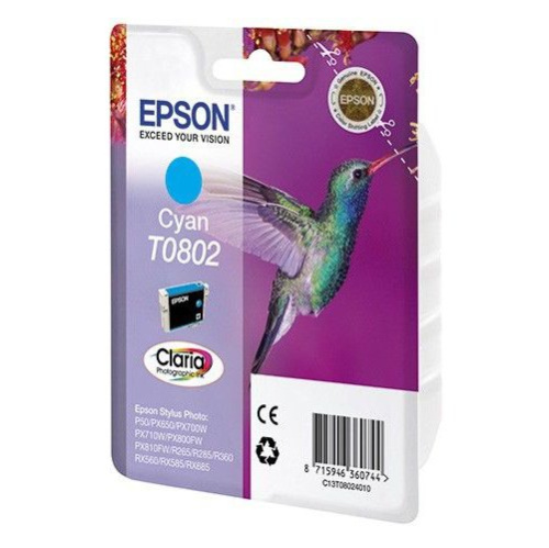 Картридж струйный Epson T0802 C13T08024011 голубой (7.4мл) для Epson P50/PX660