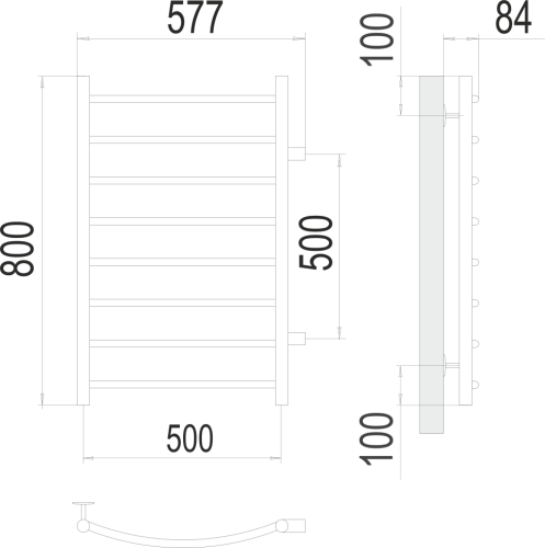 Водяной полотенцесушитель Terminus Классик П8 500х800 бп500