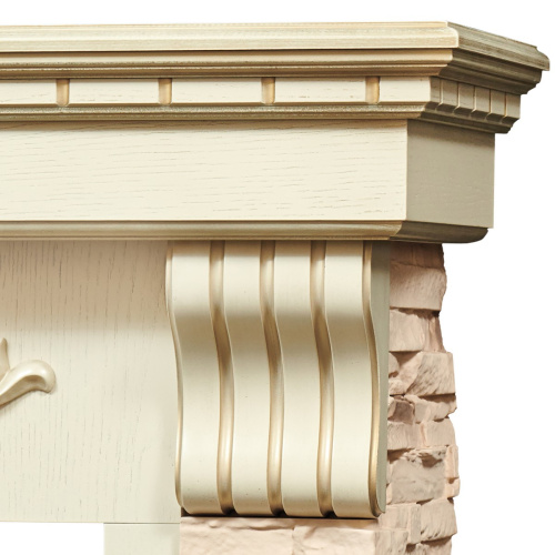 Электрокамин RealFlame Marseilles Luxe 24 WT белый дуб с золотой патиной с очагом Irvine 24