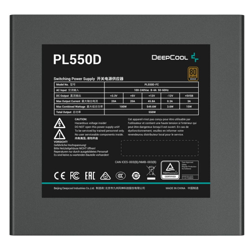 Блок питания Deepcool PL550D (R-PL550D-FC0B-WDEU-V2)