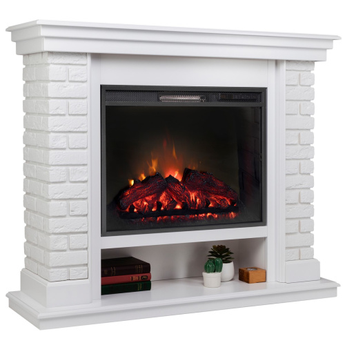 Электрокамин RealFlame Brixton 25,5 WT белый с очагом Sparta 25,5 LED