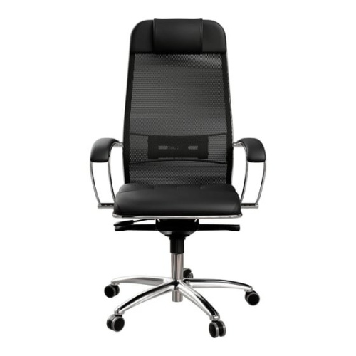 Кресло Метта Samurai SL-1 (ZA.2.1.49) черный сиденье черный сетка с подголов. крестов. металл хром