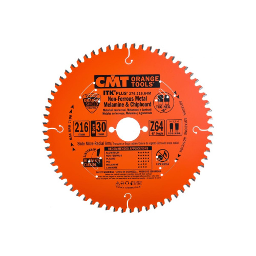 Диск пильный по алюминию CMT 276.216.64M 216x2.2 1.6x30 Z64 TCG NEG-6