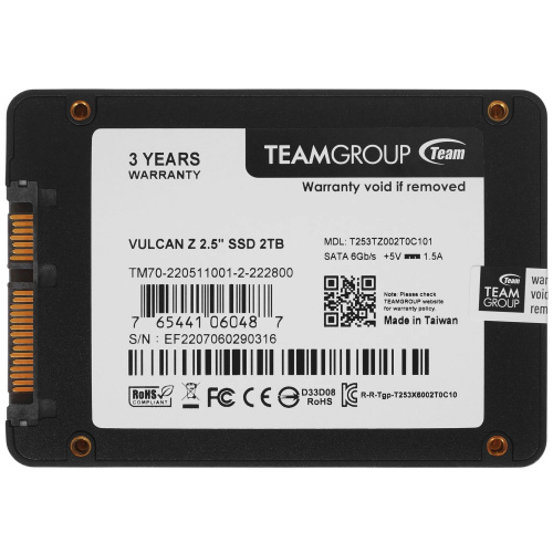 SSD Team Group Vulcan Z (T253TZ002T0C101) 2Tb