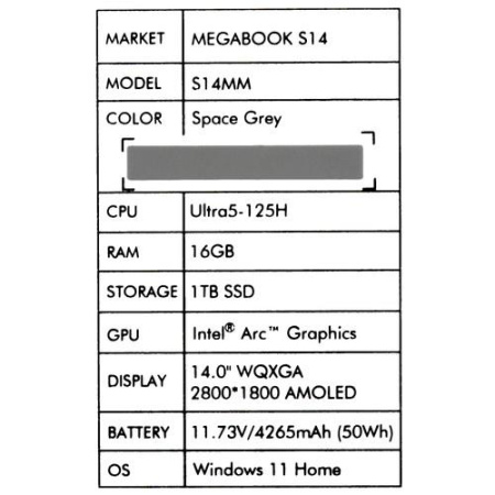 14" Ноутбук Tecno Megabook S14MM серый