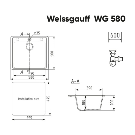 Мойка Weissgauff WG 58007 Deep Black