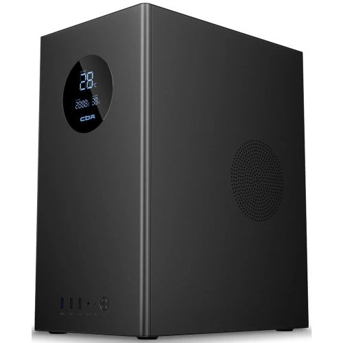 Корпус CBR V865 (PCC-MATX-V865-WPSU), без БП, mATX Minitower, 1*USB 3.0, 2*USB 2.0, HD Audio+Mic, Digital Screen, Black