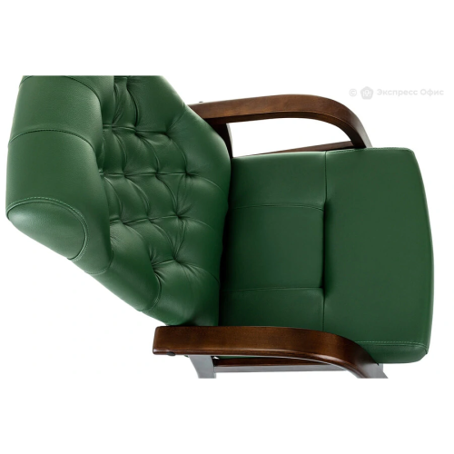 Кресло Бюрократ T-9928WALNUT-CF/GN зеленый кожа на ножках дерево