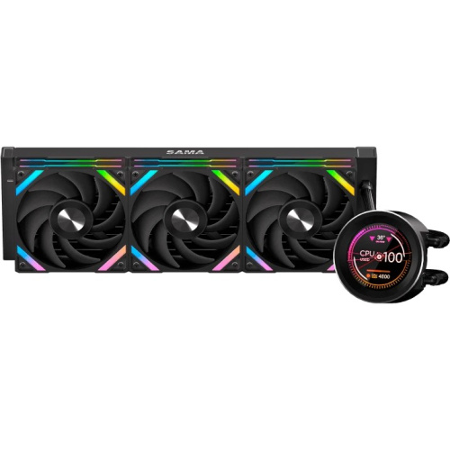 СВО SAMA Q60 (Q60-BKWANNO3-G) Black (360mm, LED temp., ARGB/ Fans 3x120mm, 86CFM, 30dBA, 2600RPM)