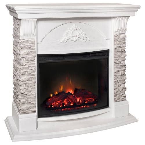 Электрокамин RealFlame Athena GR WT белый с очагом Evrika 25,5 LED