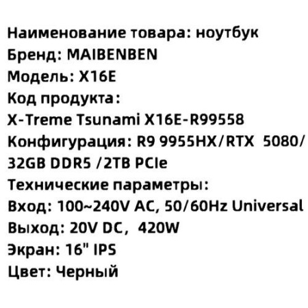 16" Ноутбук MAIBENBEN X16E серый