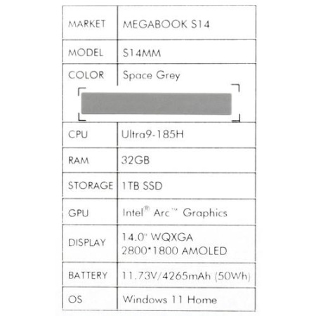 14" Ноутбук Tecno Megabook S14MM серый