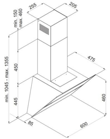 Вытяжка наклонная Hansa OKC6726IH черный/серебристый