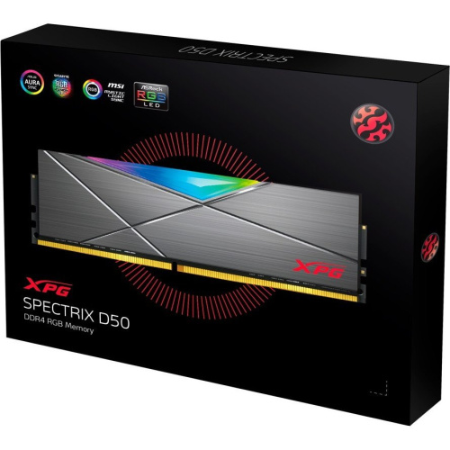 ОЗУ ADATA XPG Spectrix D50 RGB (AX4U320032G16A-ST50) 32GB DDR4 3200 DIMM Grey Gaming Memory Non-ECC, CL16, 1.35V, Heat Shield, RTL