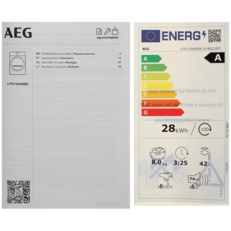 Стиральная машина AEG LFR71844SBE белый
