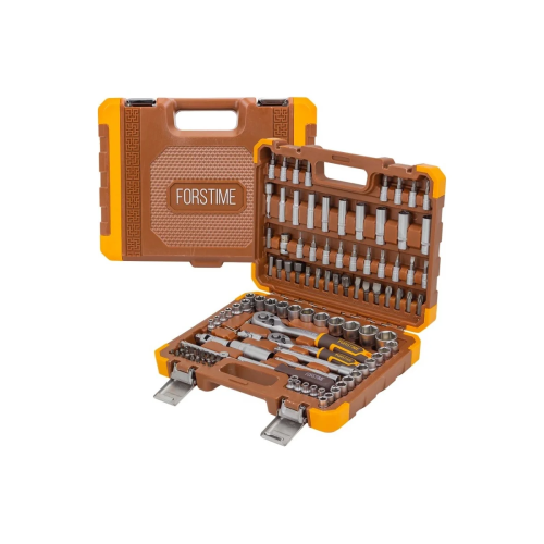Набор инструментов FORSTIME FT-41082-5DS (57355) в пластиковом кейсе (108 предметов) 1/4", 3/8"