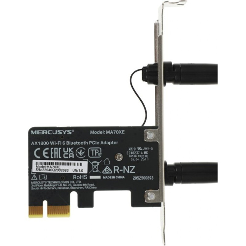 Адаптер Mercusys MA70XE PCI Express с поддержкой Wi-Fi AX1800 и Bluetooth 5.4