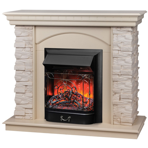Электрокамин RealFlame Elford WT белый дуб с очагом Majestic Lux Black RC