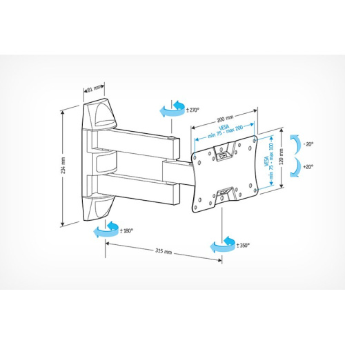 Кронштейн для телевизора Holder LCDS-5065 черный 19"-32" до30кг поворот и наклон